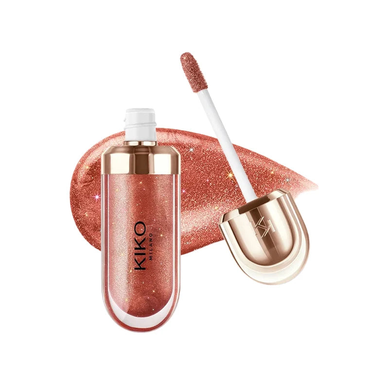 Vellorabags™ Original Kiko 3D Mirror Lip Glaze Waterproof Non Fading and Non Stick Cup Gentle Bean Paste Color Fine Shiny Point Charm Red