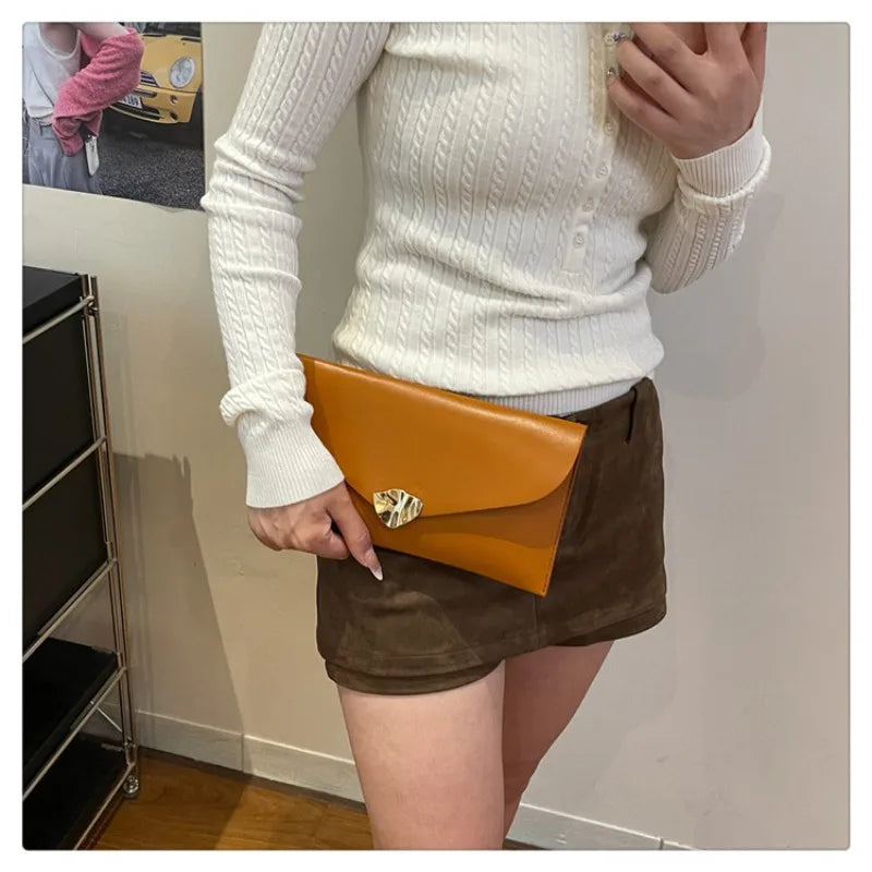 Vellorabags™ New Fashion Women Large Capacity Envelope Clutch Bag Solid Color Casual Simple Handbag