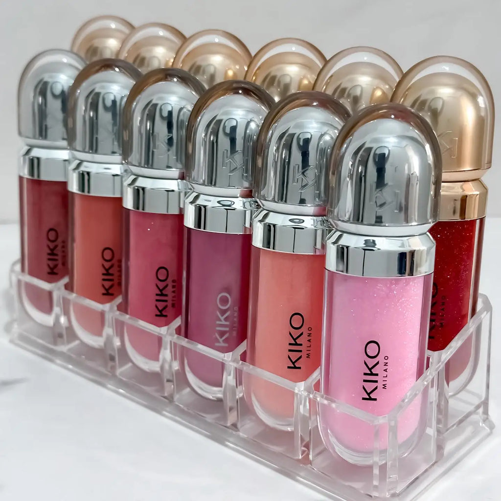 Vellorabags™ Original Kiko 3D Mirror Lip Glaze Waterproof Non Fading and Non Stick Cup Gentle Bean Paste Color Fine Shiny Point Charm Red