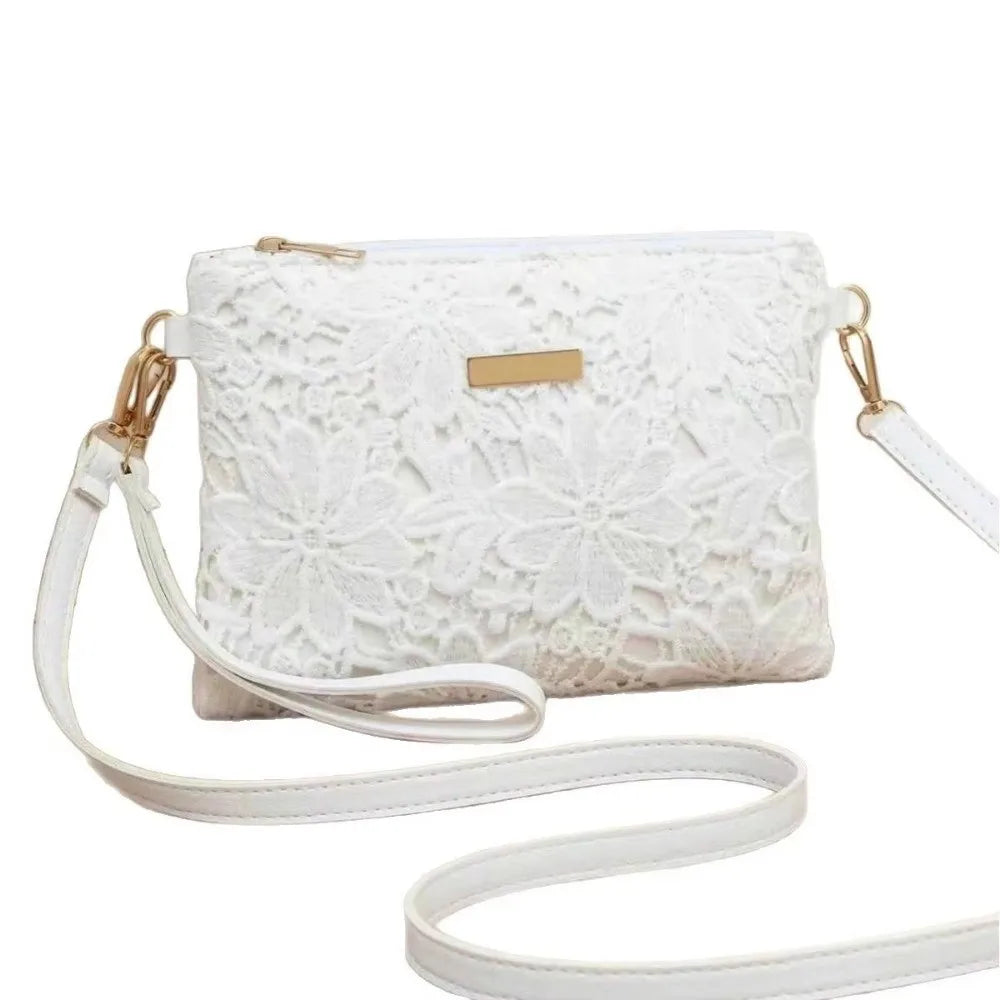 Vellorabags™ Casual Lace Shoulder Bag Floral Printed Hollow Crossbody Bag Soft Small Square Bag Tote Purse Handbag