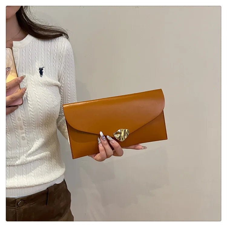 Vellorabags™ New Fashion Women Large Capacity Envelope Clutch Bag Solid Color Casual Simple Handbag