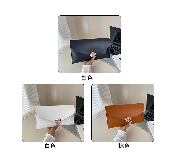 Vellorabags™ New Fashion Women Large Capacity Envelope Clutch Bag Solid Color Casual Simple Handbag