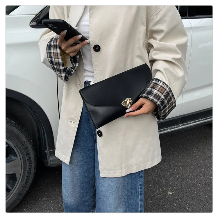 Vellorabags™ New Fashion Women Large Capacity Envelope Clutch Bag Solid Color Casual Simple Handbag