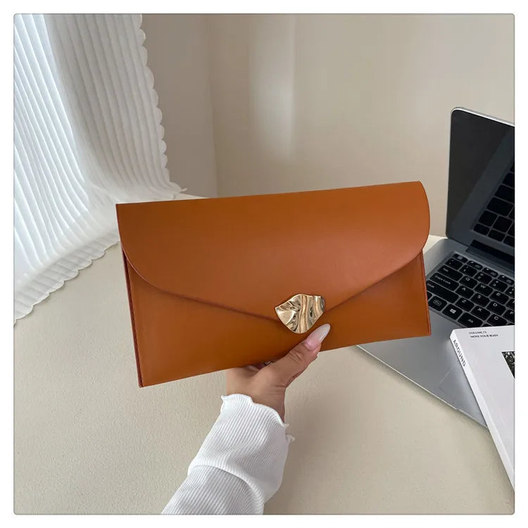 Vellorabags™ New Fashion Women Large Capacity Envelope Clutch Bag Solid Color Casual Simple Handbag