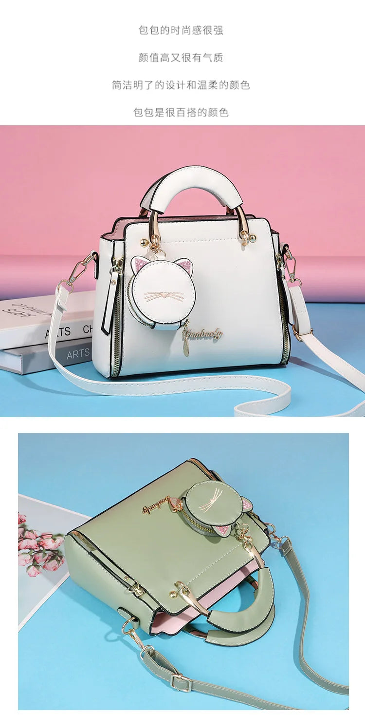 Vellorabags™ Women's Versatile Liberal Shoulder Messenger Bag Cat Ornament New Trendy Fashion Women's Handbag Haifei