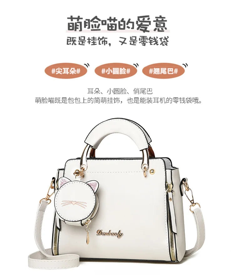Vellorabags™ Women's Versatile Liberal Shoulder Messenger Bag Cat Ornament New Trendy Fashion Women's Handbag Haifei