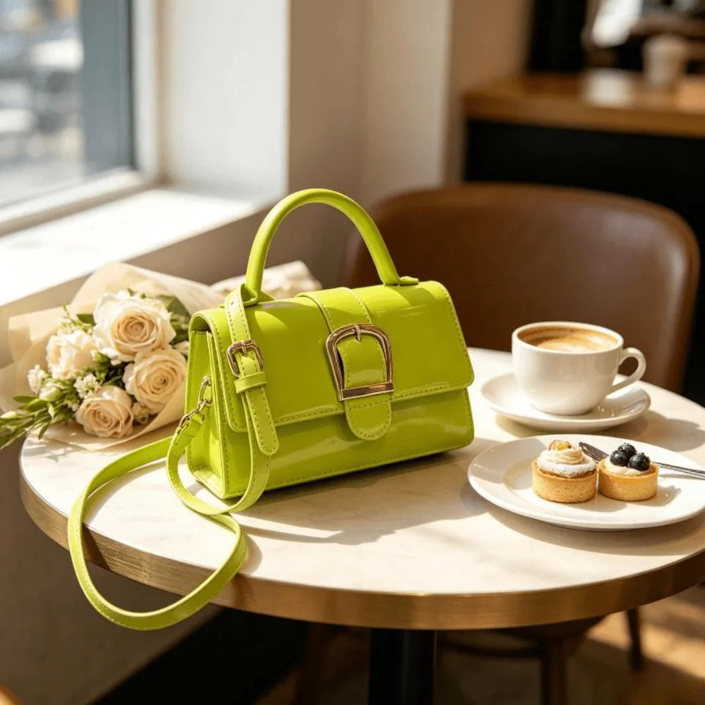 Vellorabags™ New Minimalist Green Mini Square Crossbody Bag for Women, Elegant High-End Niche Stylish Shoulder Purse, Versatile Small Handbag