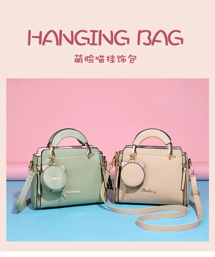 Vellorabags™ Women's Versatile Liberal Shoulder Messenger Bag Cat Ornament New Trendy Fashion Women's Handbag Haifei