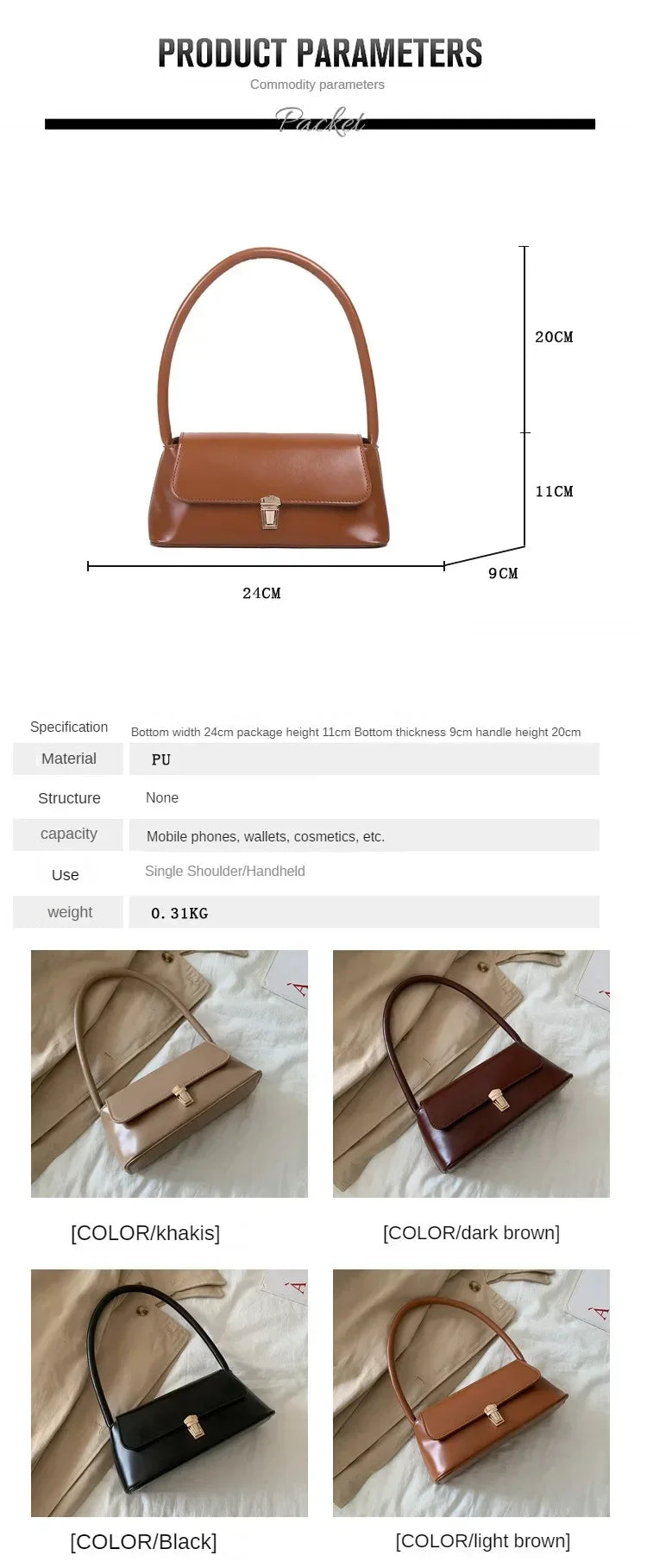Vellorabags™ Luxury Brand Women Handbag and Purses Solid Color