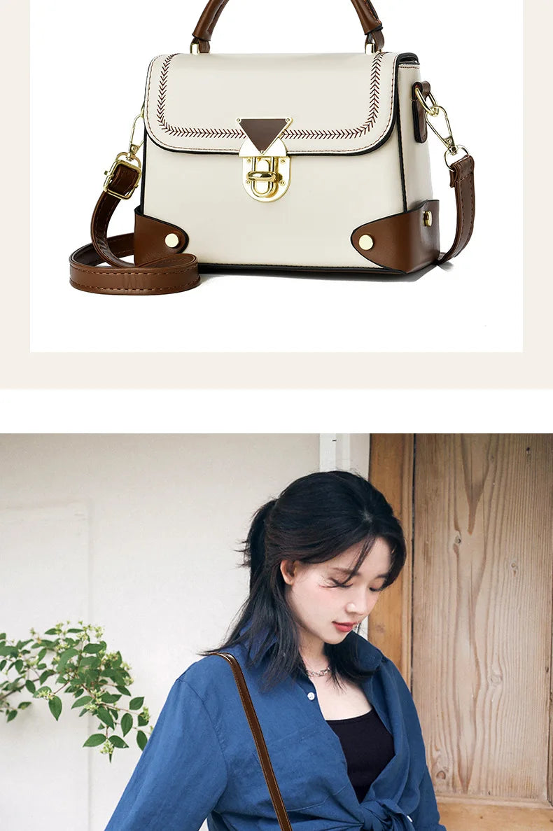 Vellorabags™ White/Brown Handbag for Women