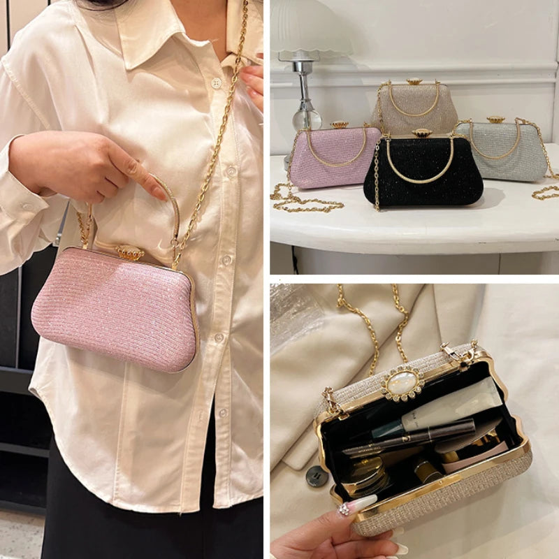 Vellorabags™ Luxury High Design Women Evening Bag Brand Party Banquet Glitter Bag for Ladies Wedding Clutch Handbag Shoulder Bag Chain Bolsas