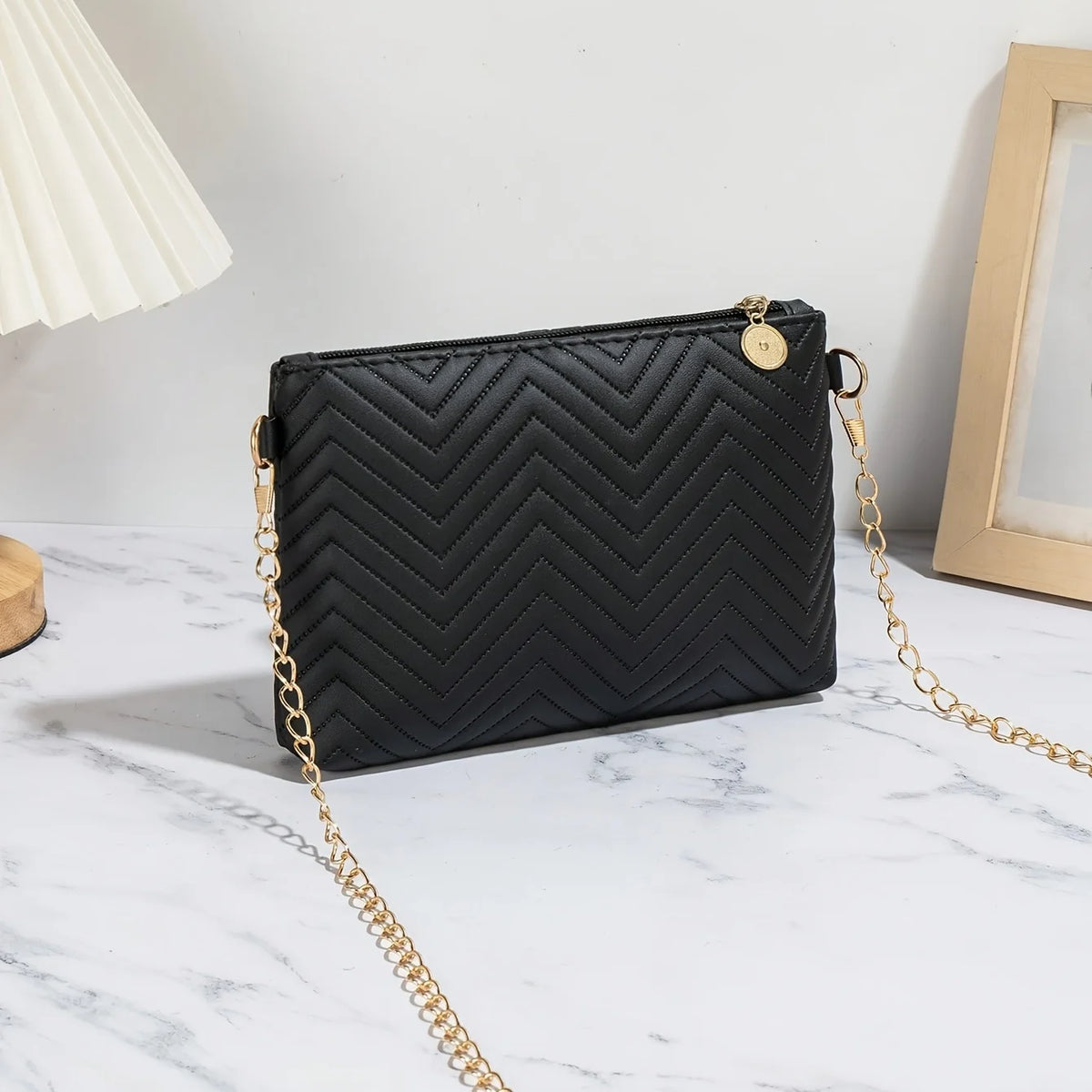 Vellorabags™ Simple Solid Color High-End Quilted Embossed Chain Shoulder Strap Commuter Bag for Women, Compact Women's Crossbody Small Square Bag