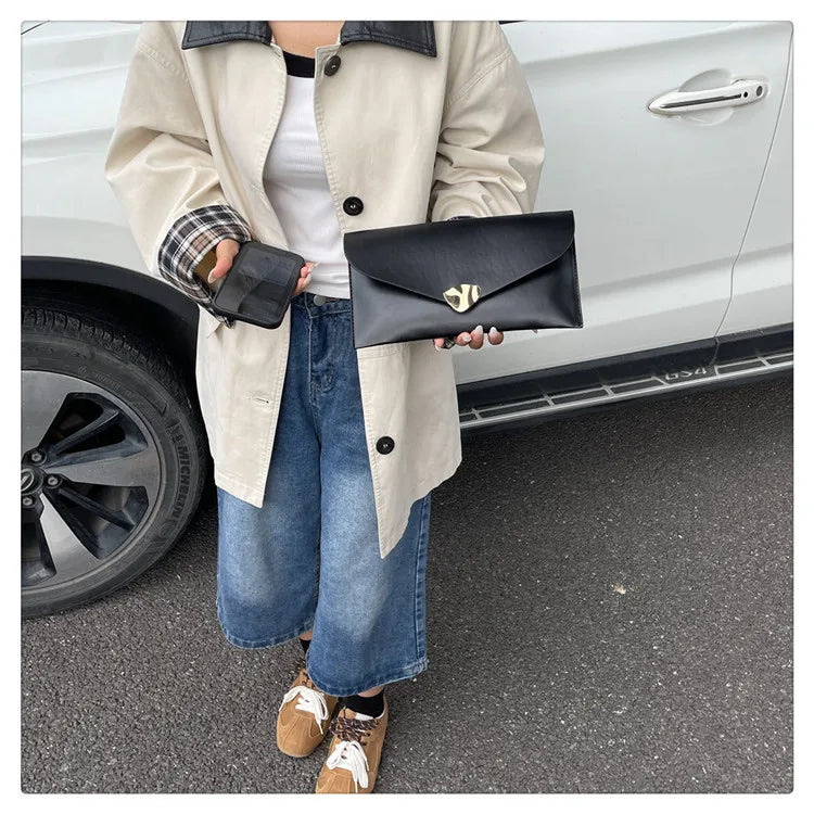 Vellorabags™ New Fashion Women Large Capacity Envelope Clutch Bag Solid Color Casual Simple Handbag