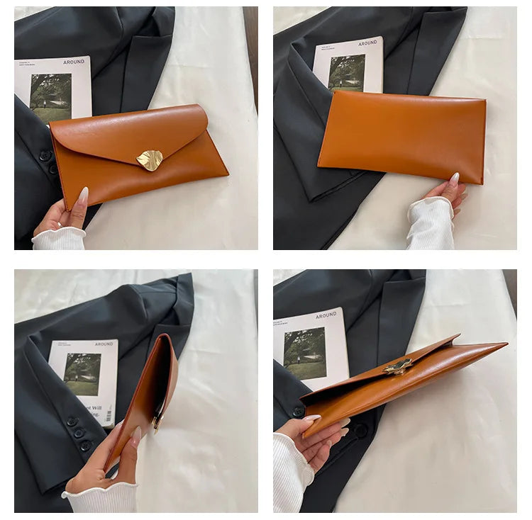 Vellorabags™ New Fashion Women Large Capacity Envelope Clutch Bag Solid Color Casual Simple Handbag