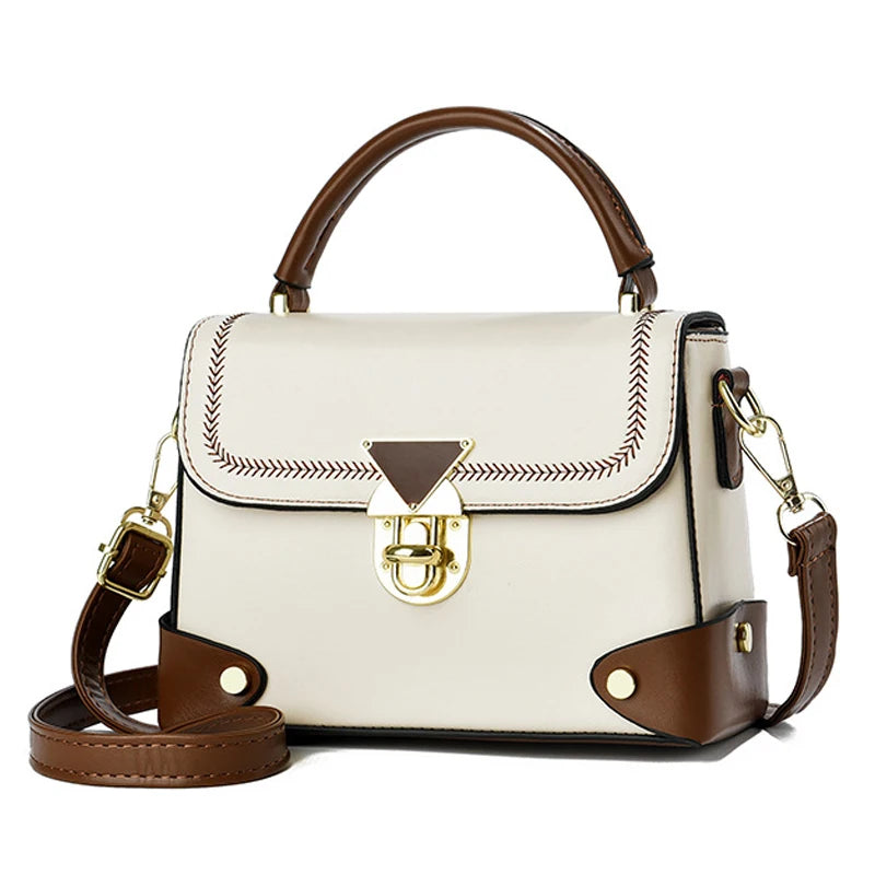 Vellorabags™ White/Brown Handbag for Women