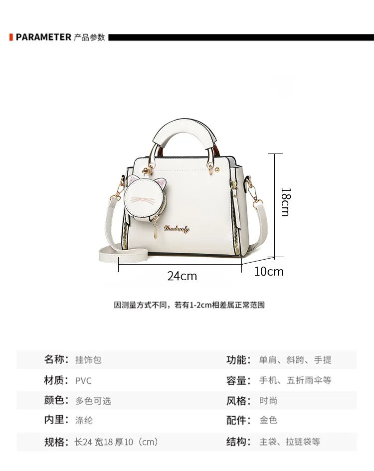 Vellorabags™ Women's Versatile Liberal Shoulder Messenger Bag Cat Ornament New Trendy Fashion Women's Handbag Haifei