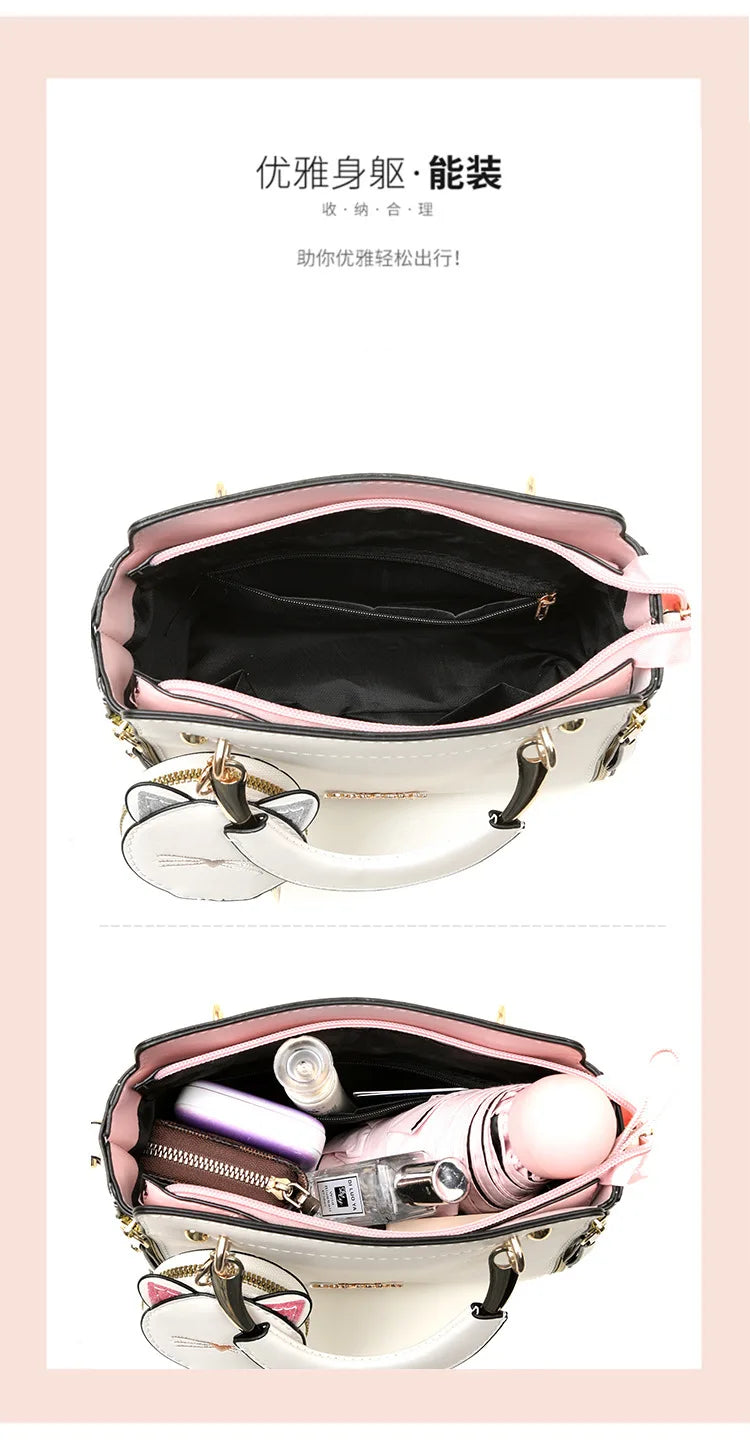 Vellorabags™ Women's Versatile Liberal Shoulder Messenger Bag Cat Ornament New Trendy Fashion Women's Handbag Haifei