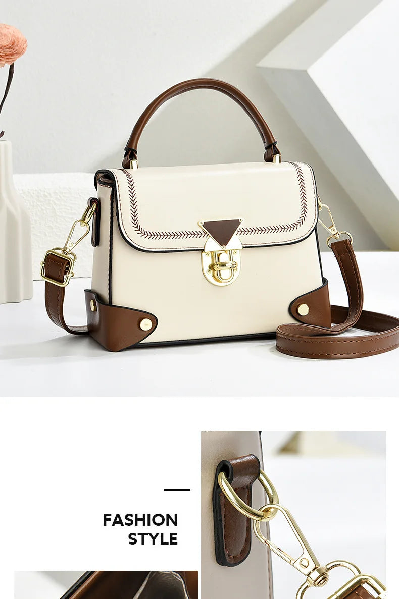 Vellorabags™ White/Brown Handbag for Women