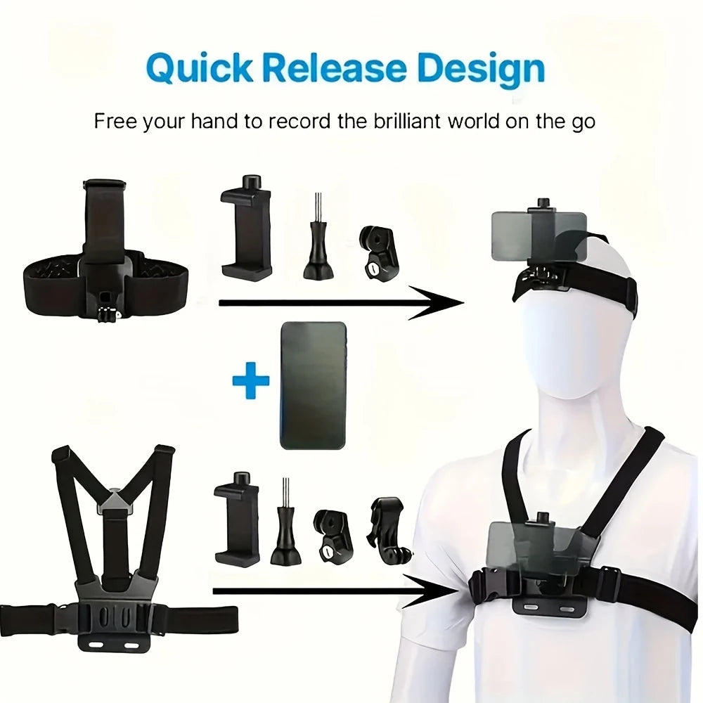 Vellorabags™ Mobile Phone Head Chest Strap Harness Mount Holder Kit