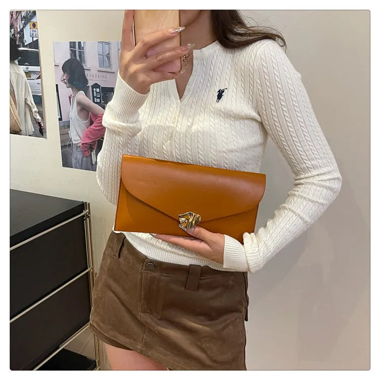 Vellorabags™ New Fashion Women Large Capacity Envelope Clutch Bag Solid Color Casual Simple Handbag